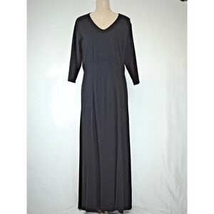 Vintage Y2K Norm Thompson Black Knit Maxi Dress XL #5-0172 Elbow Sleeve